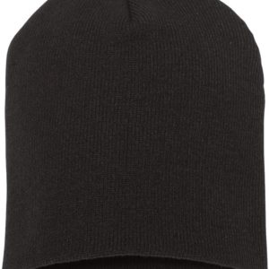 Plain black knit beanie hat
