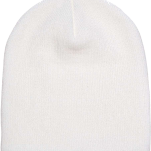 Plain white knit beanie hat