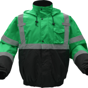 Green and black reflective safety jacket