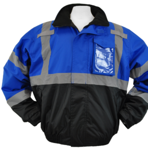 Blue and black reflective safety jacket