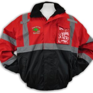 Red and black reflective work jacket