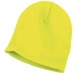 Bright yellow knit beanie hat for winter