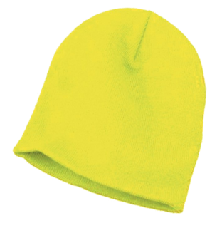 Bright yellow knit beanie hat