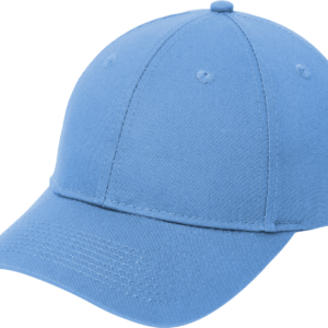Light blue baseball cap on white background