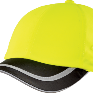 Yellow and black baseball cap with reflective trim