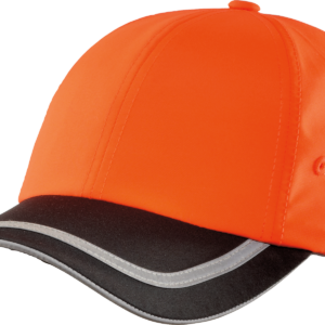 Orange baseball cap with black brim