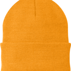 Orange knitted winter beanie hat