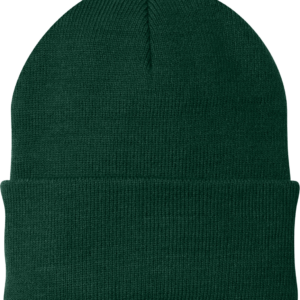 Dark green knitted winter beanie hat