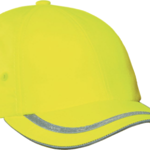 Bright yellow baseball cap with reflective trim