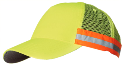 High visibility safety cap with reflective strip