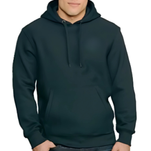 Man wearing dark hoodie and jeans