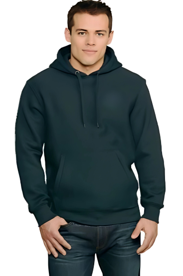 Man wearing dark hoodie and jeans
