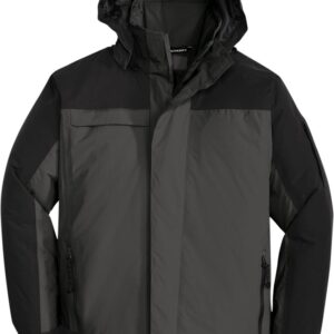 Black and gray hooded winter jacket