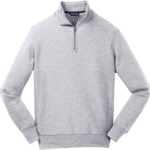 Light gray quarter zip pullover sweatshirt