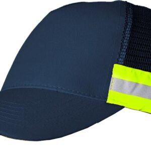 Navy blue cap with reflective safety stripe