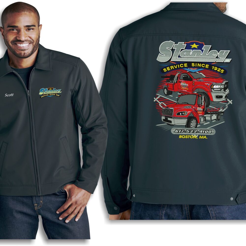 Stanley embroidered black jacket with truck design