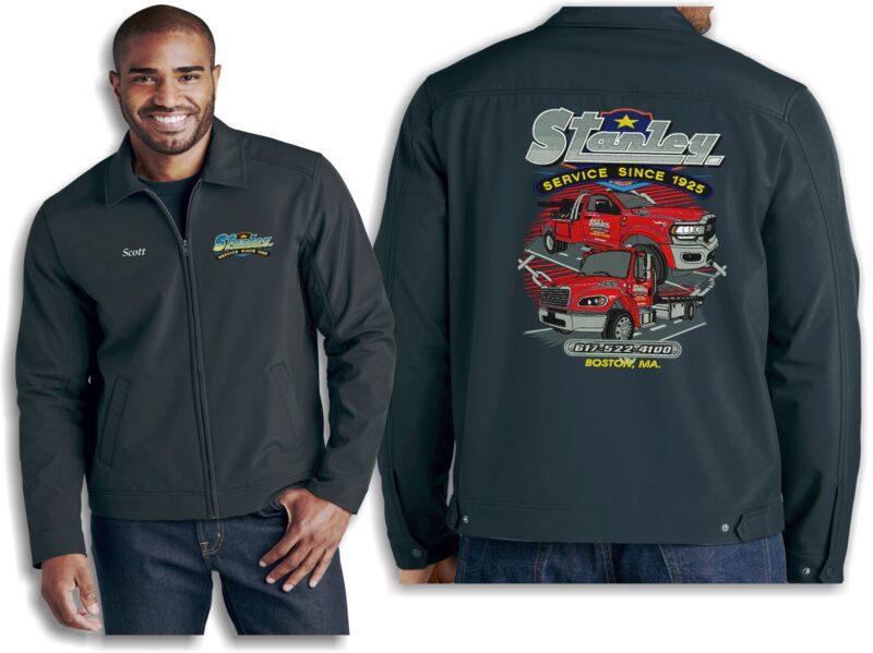 Stanley embroidered black jacket with truck design