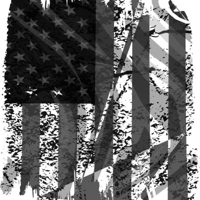 Grunge black and white American flag design