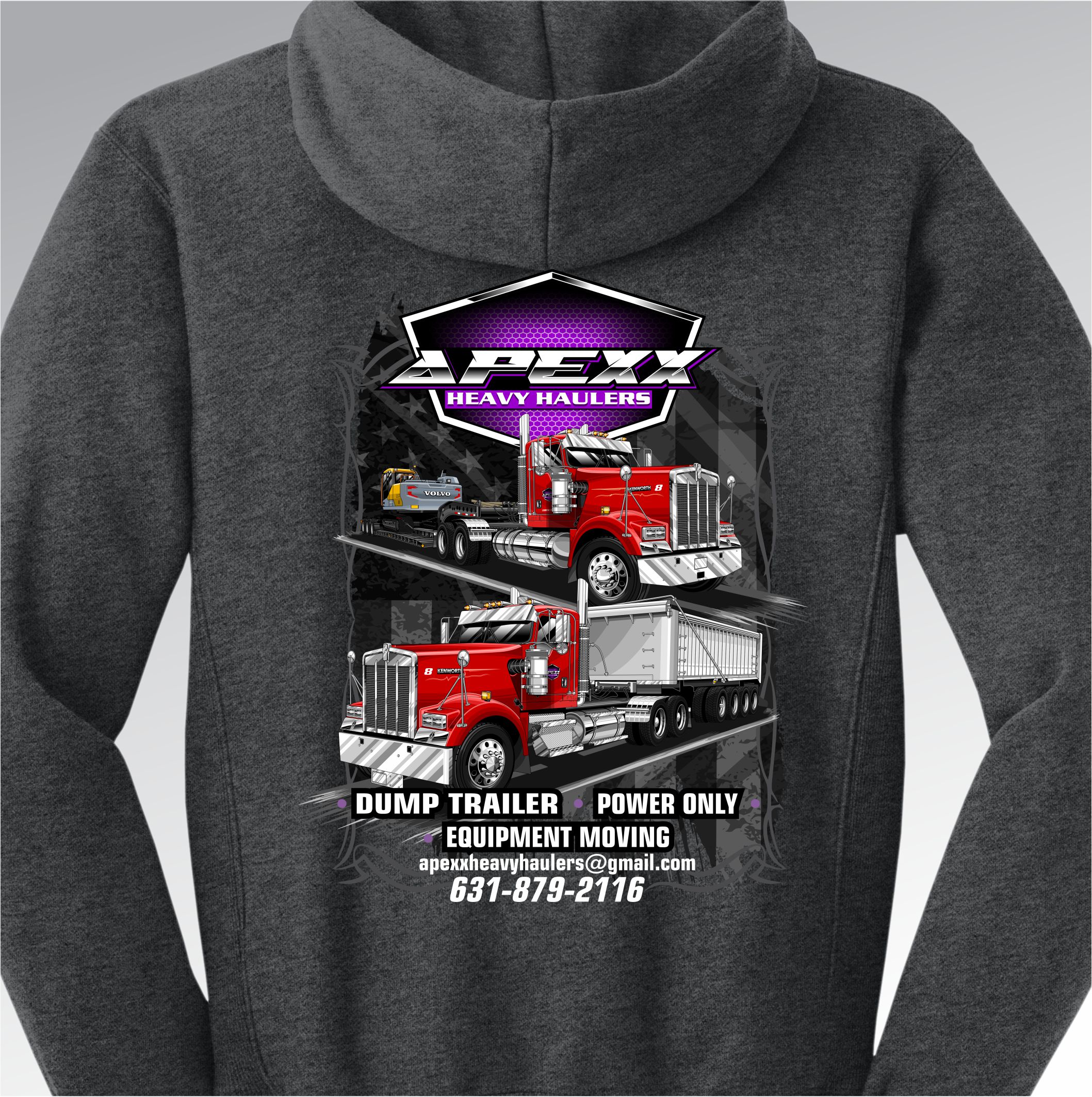 Apex Heavy Haulers hoodie with truck graphic design