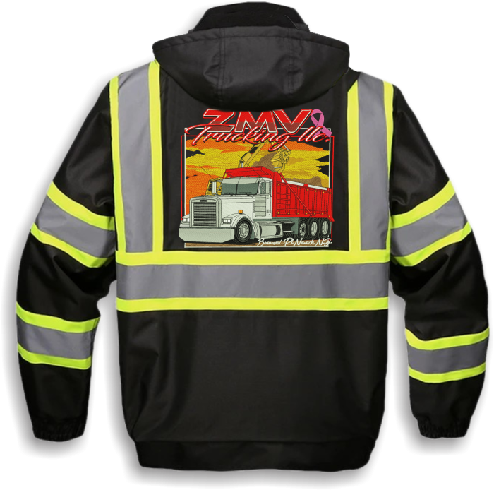 Reflective safety jacket with trucking company logo