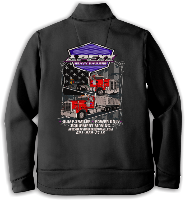 Apexx Heavy Haulers jacket with truck graphic