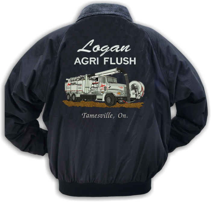 Jacket with truck embroidery and company logo