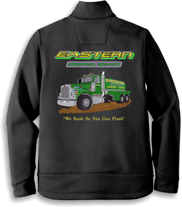 Jacket with Eastern Cesspool Service truck design