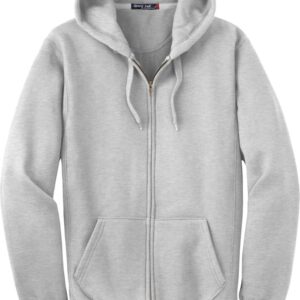 Light gray zip-up hoodie with pockets