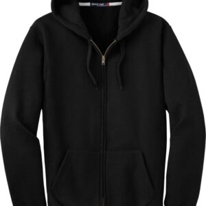 Black zip-up hoodie with front pockets