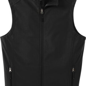 Black sleeveless zip-up vest with pockets