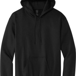 Plain black pullover hoodie with front pocket