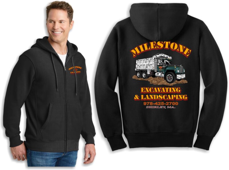 Black hoodie with truck and company logo design