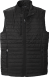 Black quilted sleeveless zip-up vest