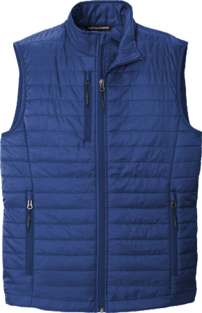 Blue quilted sleeveless puffer vest for men