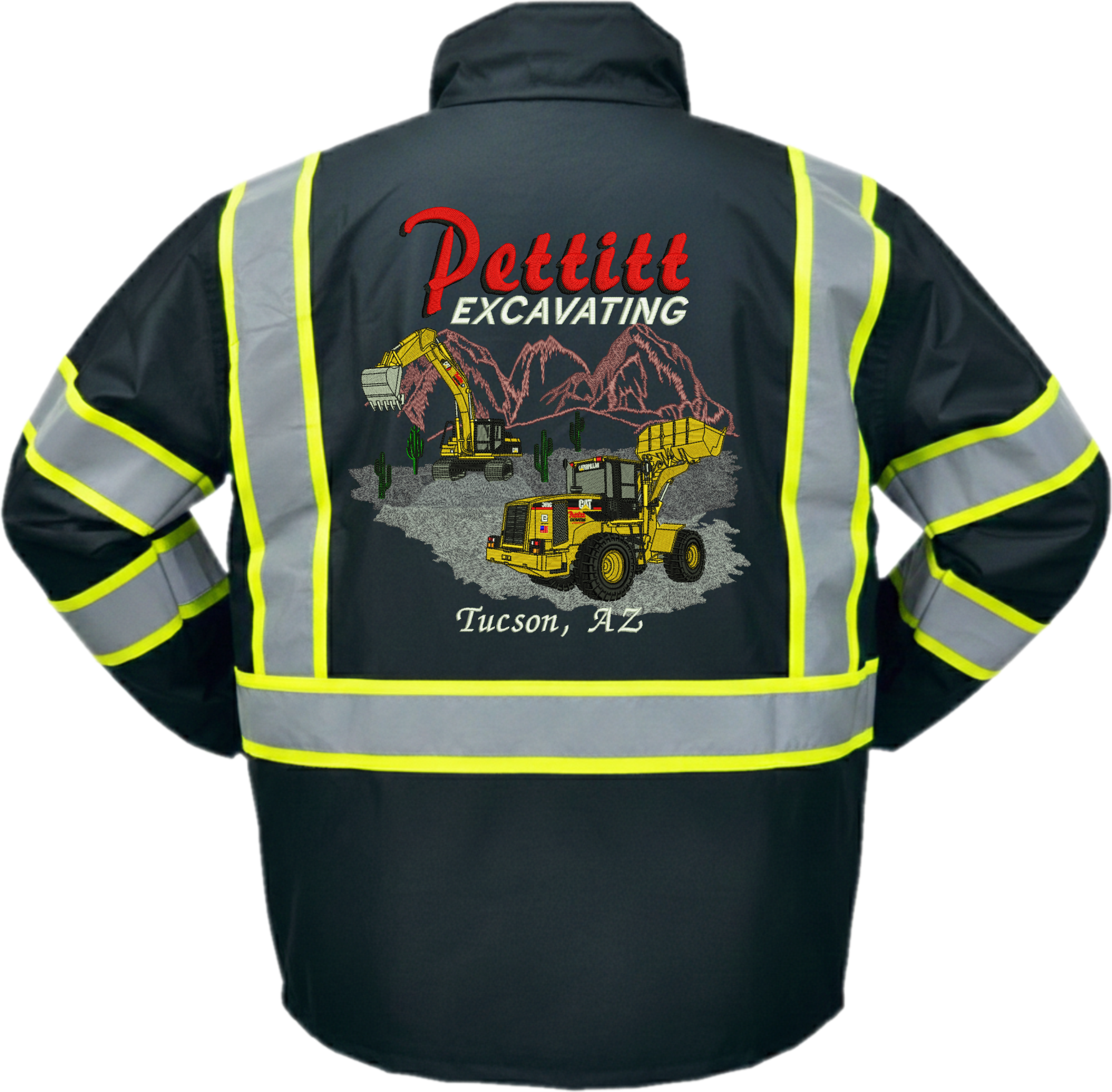 Pettitt Excavating safety jacket with Tucson design