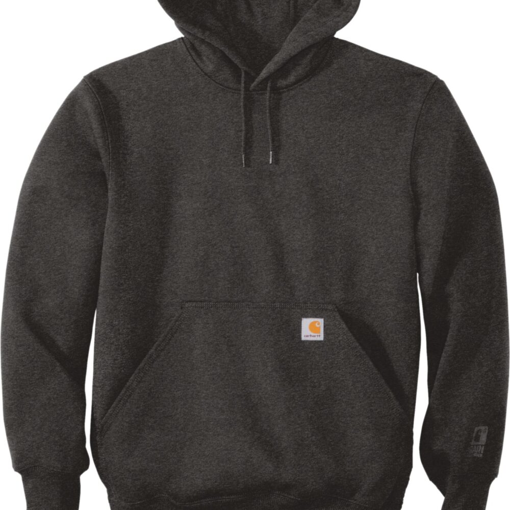 Charcoal gray hooded sweatshirt with front pocket