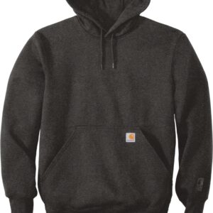 Charcoal gray hooded sweatshirt with front pocket
