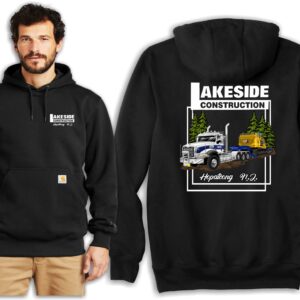 Black Lakeside Construction Carhartt hoodie front and back