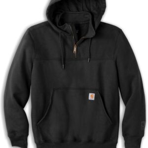 Black hooded sweatshirt with front pocket