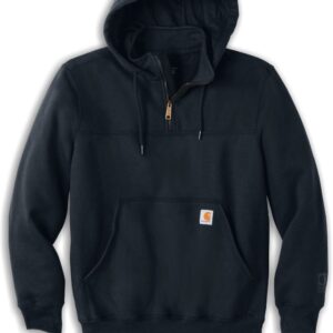 Navy blue hooded sweatshirt with front pocket
